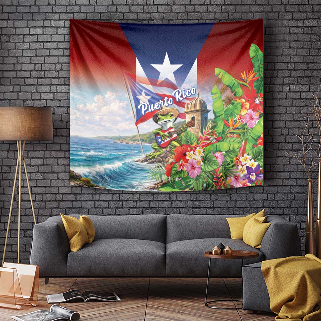 Puerto Rico Coqui Frog Tapestry Happy Emancipation Day