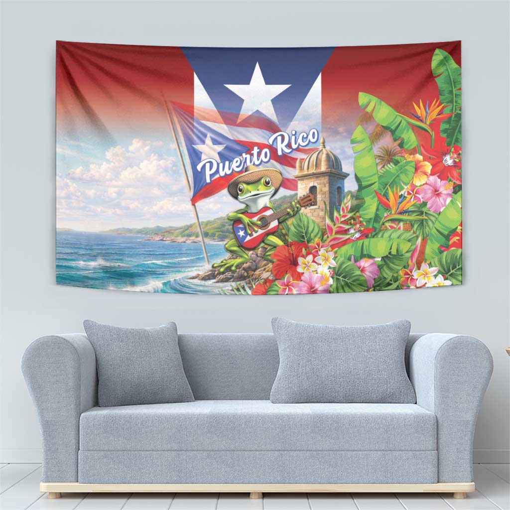 Puerto Rico Coqui Frog Tapestry Happy Emancipation Day