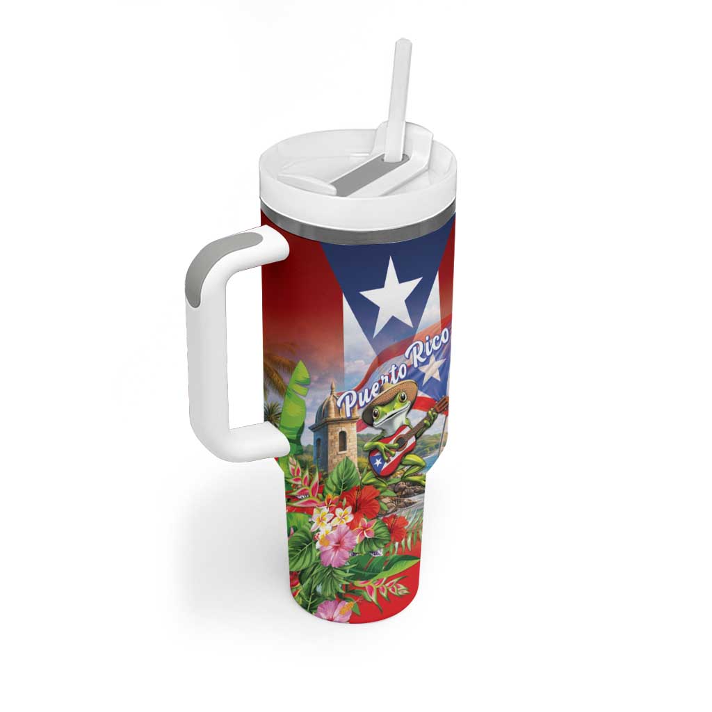 Puerto Rico Coqui Frog Tumbler With Handle Happy Emancipation Day