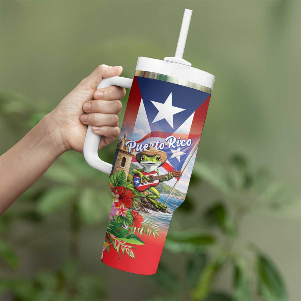 Puerto Rico Coqui Frog Tumbler With Handle Happy Emancipation Day