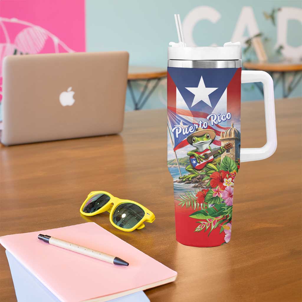 Puerto Rico Coqui Frog Tumbler With Handle Happy Emancipation Day