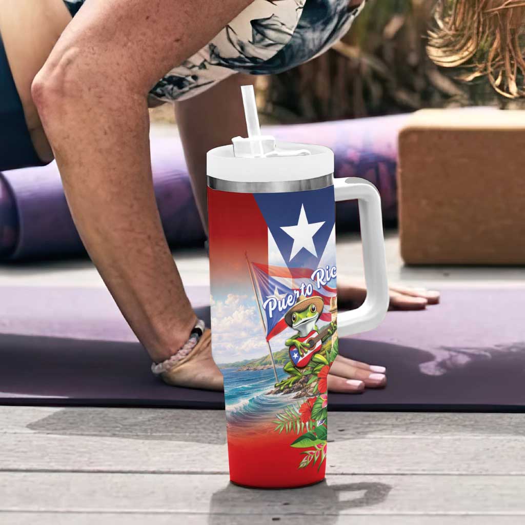 Puerto Rico Coqui Frog Tumbler With Handle Happy Emancipation Day