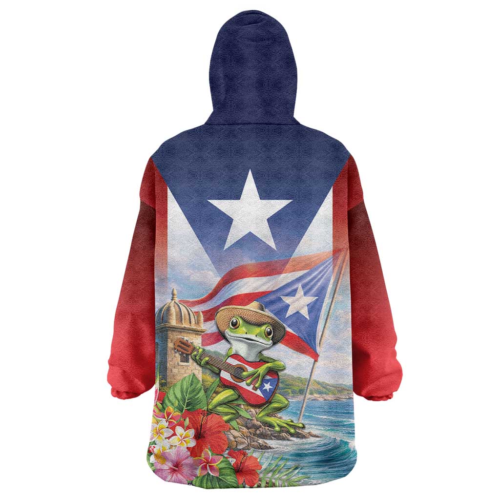 Puerto Rico Coqui Frog Wearable Blanket Hoodie Happy Emancipation Day
