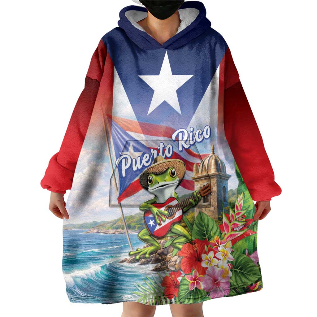 Puerto Rico Coqui Frog Wearable Blanket Hoodie Happy Emancipation Day