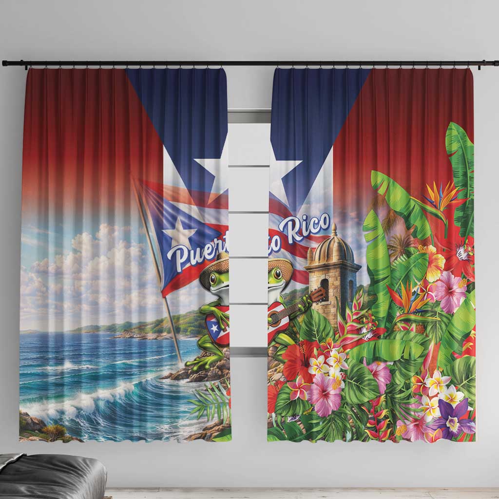 Puerto Rico Coqui Frog Window Curtain Happy Emancipation Day