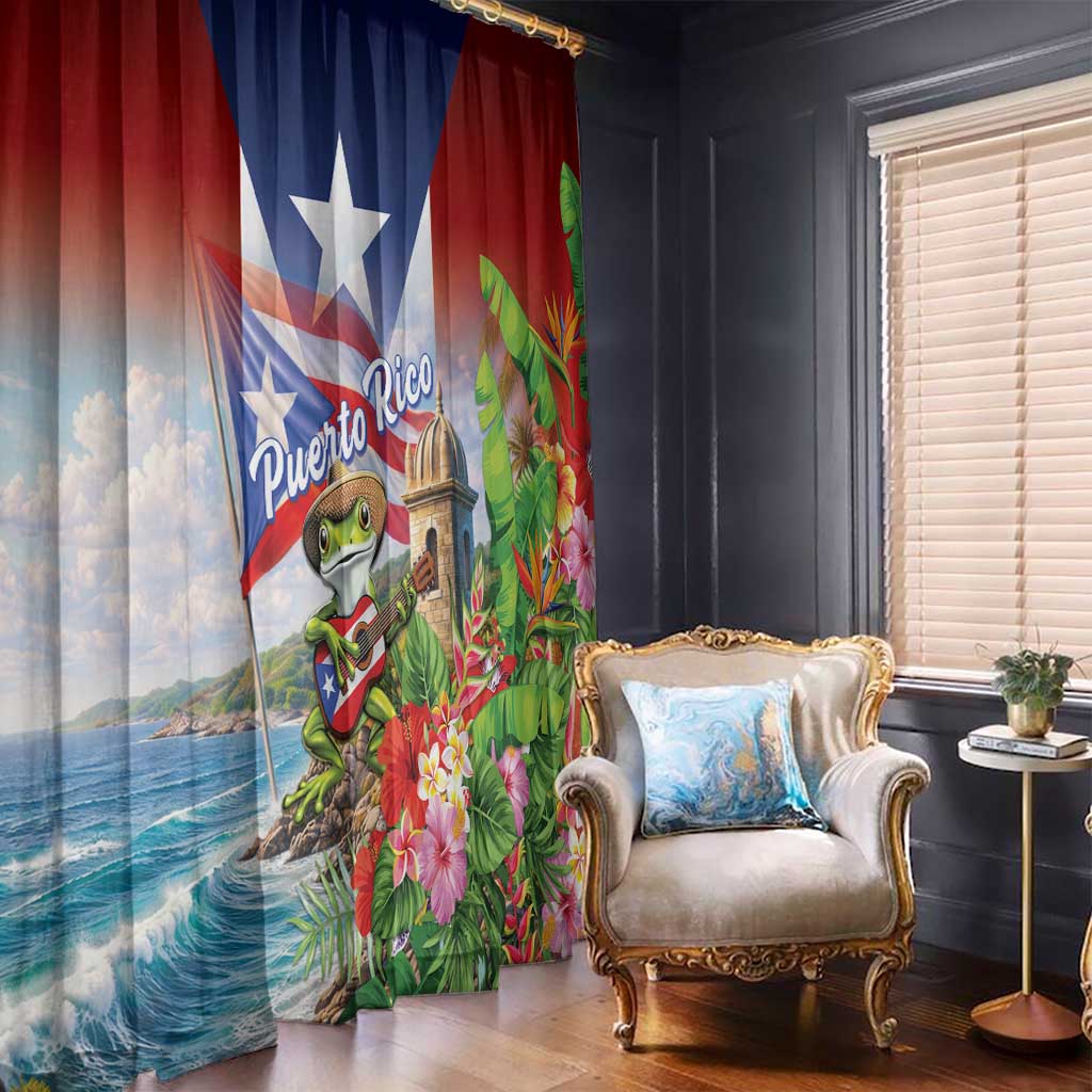 Puerto Rico Coqui Frog Window Curtain Happy Emancipation Day