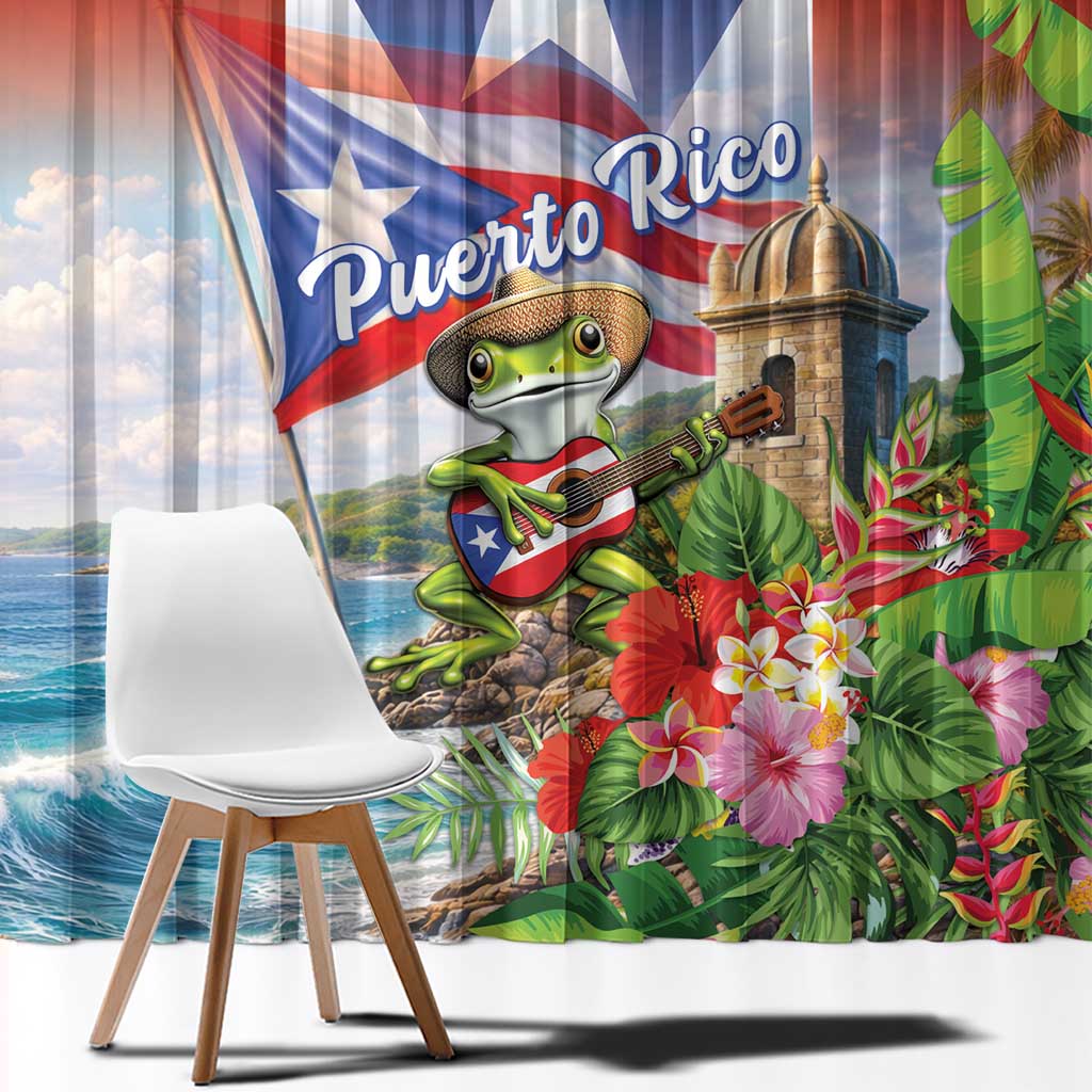 Puerto Rico Coqui Frog Window Curtain Happy Emancipation Day