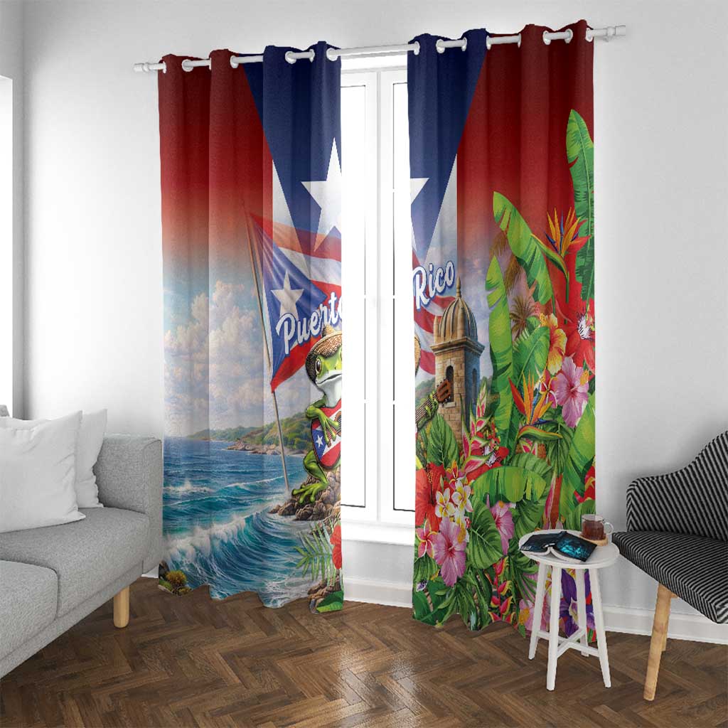 Puerto Rico Coqui Frog Window Curtain Happy Emancipation Day