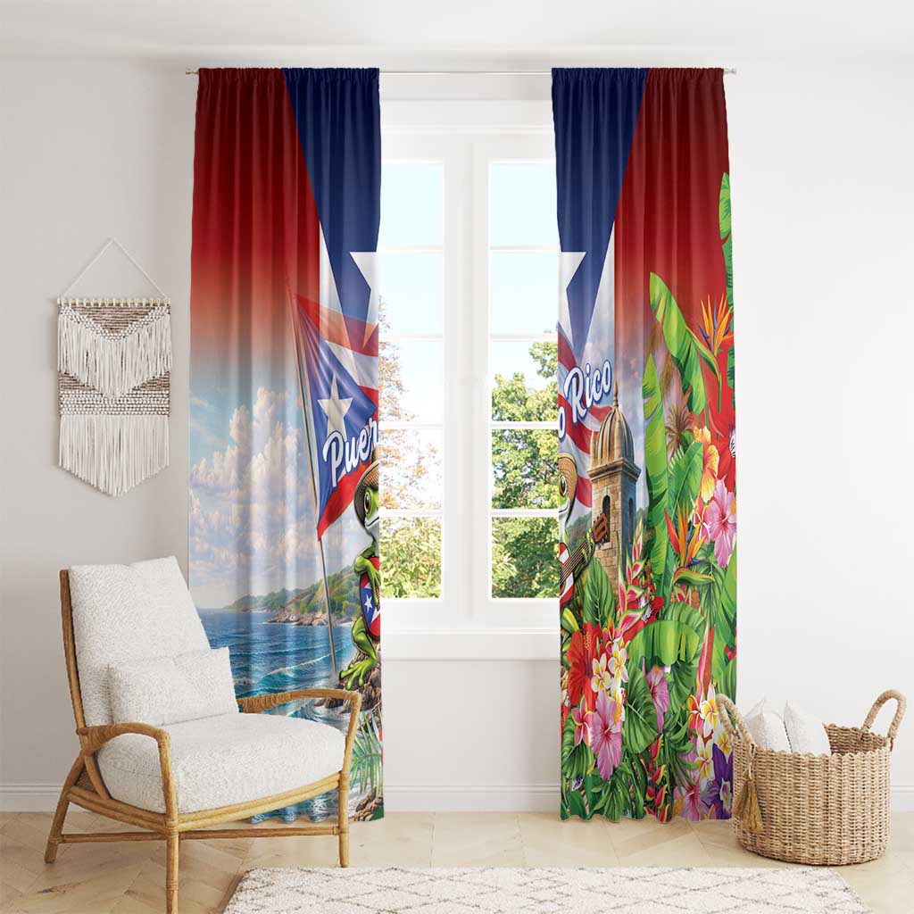 Puerto Rico Coqui Frog Window Curtain Happy Emancipation Day