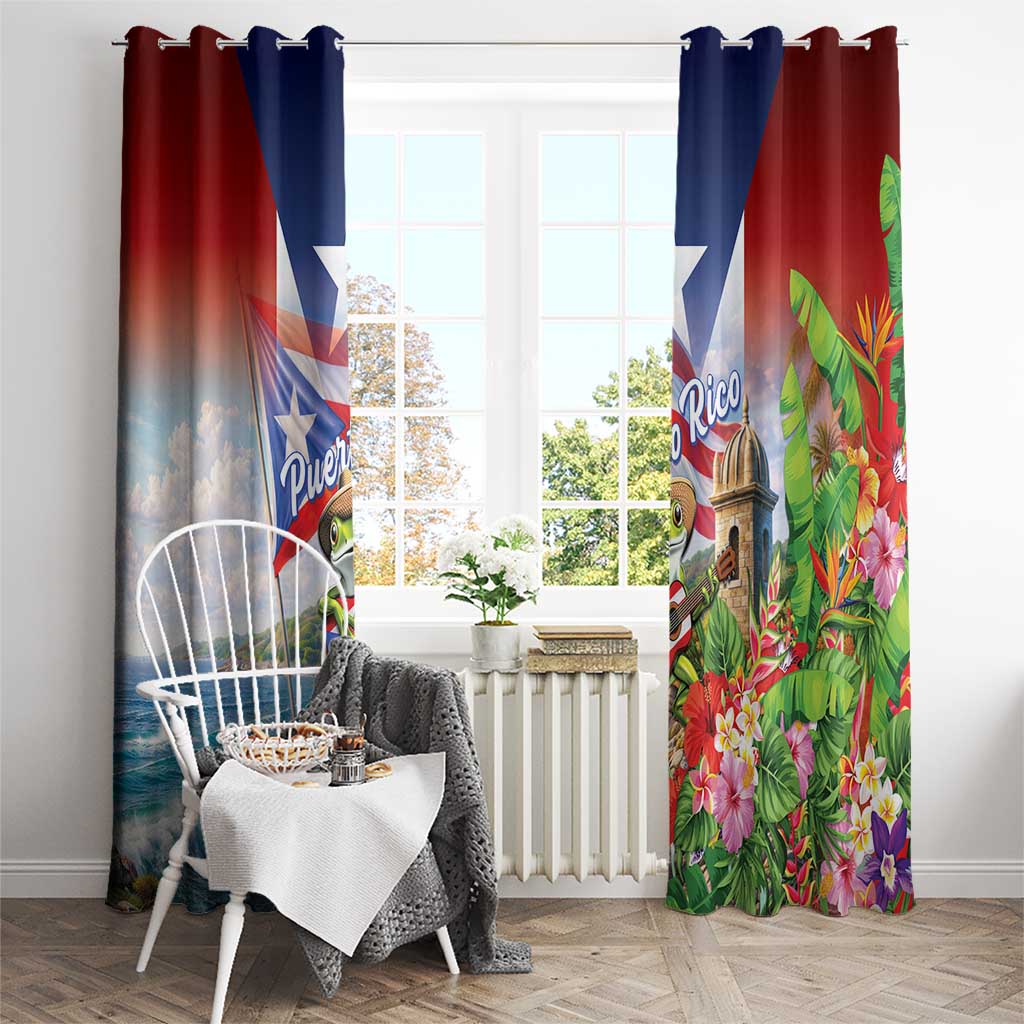 Puerto Rico Coqui Frog Window Curtain Happy Emancipation Day