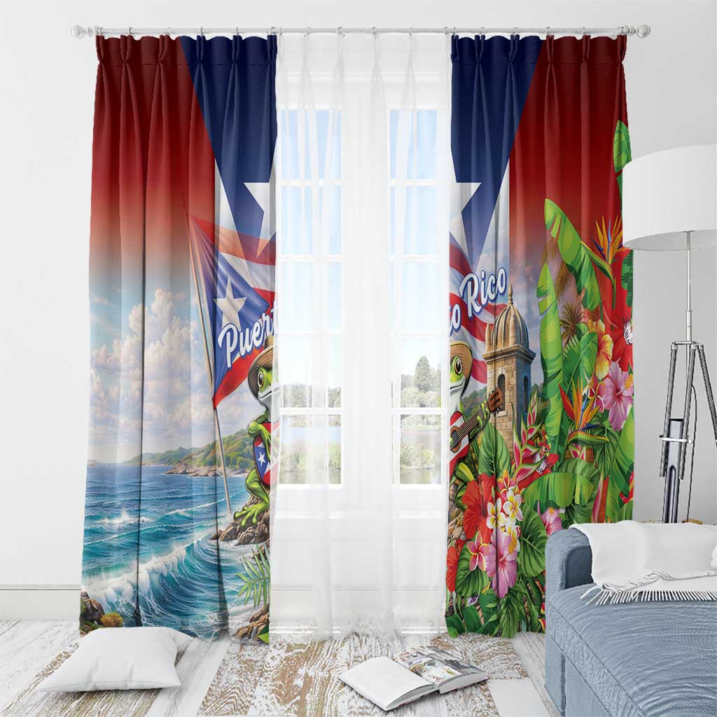 Puerto Rico Coqui Frog Window Curtain Happy Emancipation Day