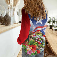 Puerto Rico Coqui Frog Women Casual Shirt Happy Emancipation Day