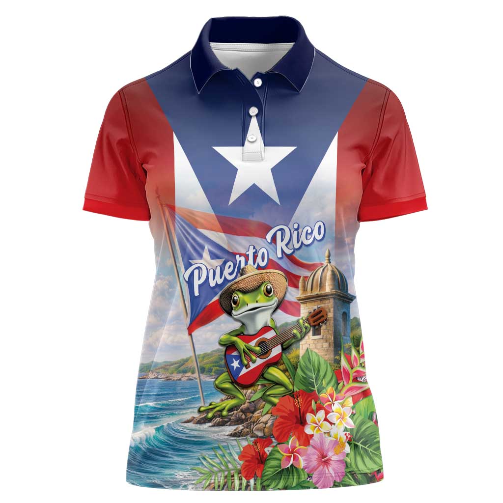 Puerto Rico Coqui Frog Women Polo Shirt Happy Emancipation Day