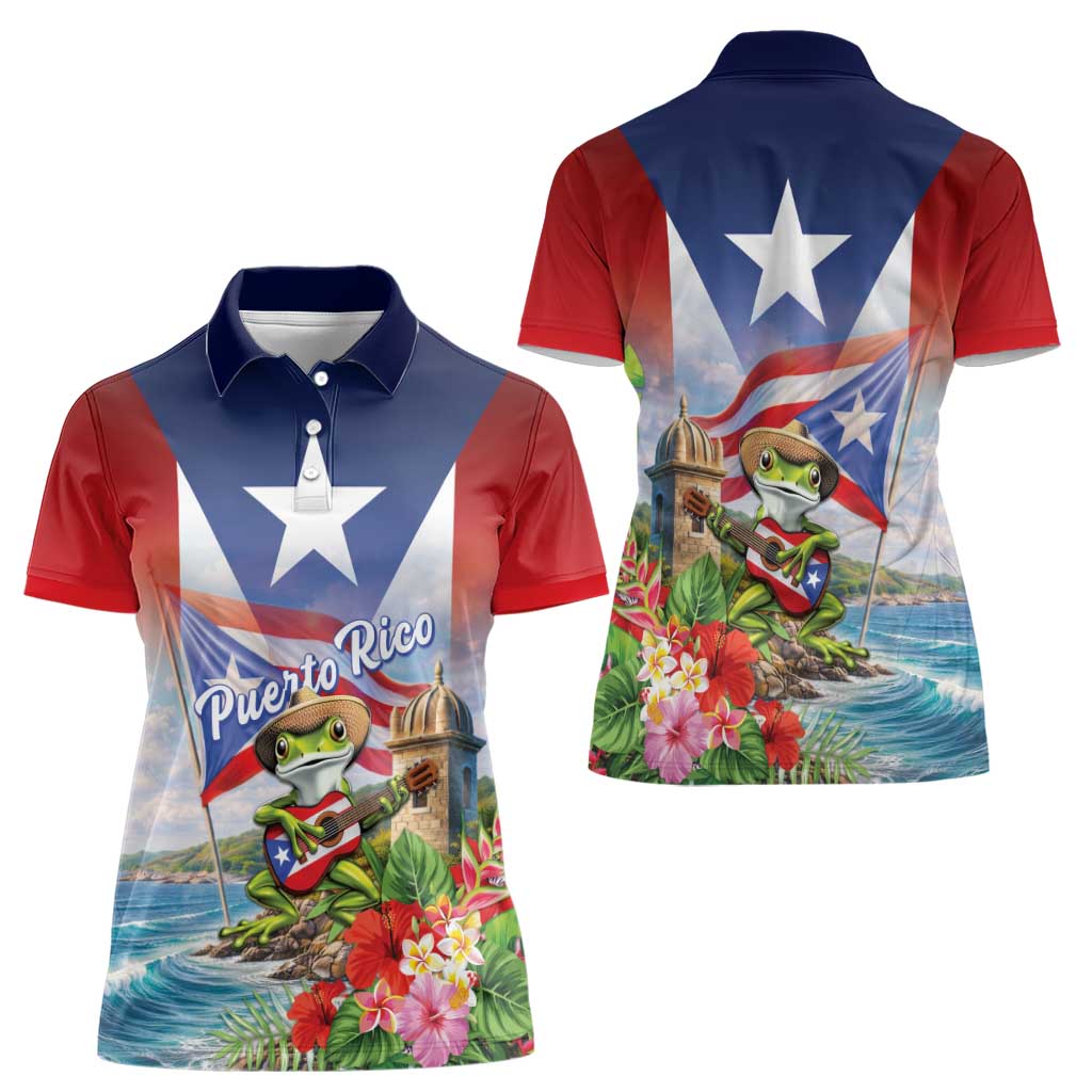Puerto Rico Coqui Frog Women Polo Shirt Happy Emancipation Day
