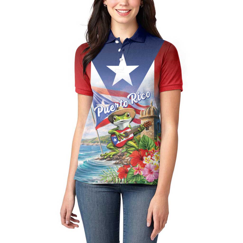 Puerto Rico Coqui Frog Women Polo Shirt Happy Emancipation Day
