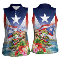 Puerto Rico Coqui Frog Women Sleeveless Polo Shirt Happy Emancipation Day
