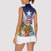 Puerto Rico Coqui Frog Women Sleeveless Polo Shirt Happy Emancipation Day