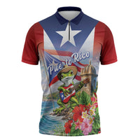Puerto Rico Coqui Frog Zipper Polo Shirt Happy Emancipation Day