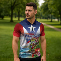 Puerto Rico Coqui Frog Zipper Polo Shirt Happy Emancipation Day