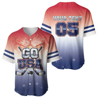Custom USA Ice Hockey Team Baseball Jersey Go USA Unique Style