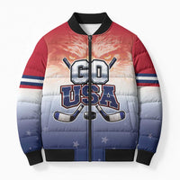Custom USA Ice Hockey Team Bomber Puffer Jacket Go USA Unique Style
