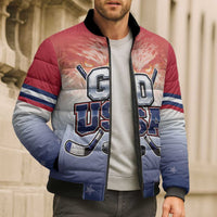 Custom USA Ice Hockey Team Bomber Puffer Jacket Go USA Unique Style
