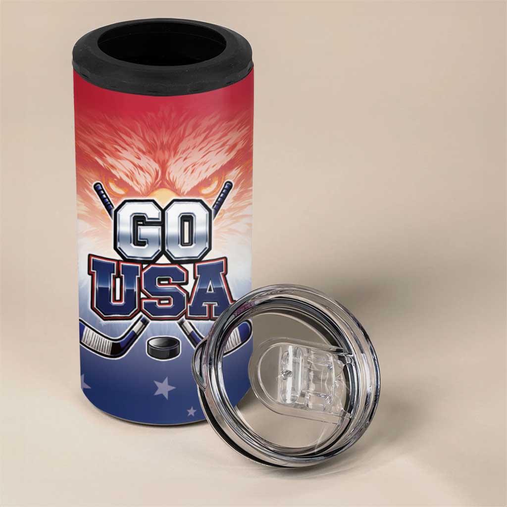 Custom USA Ice Hockey Team 4 in 1 Can Cooler Tumbler Go USA Unique Style