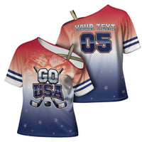 Custom USA Ice Hockey Team Cross Shoulder Shirt Go USA Unique Style