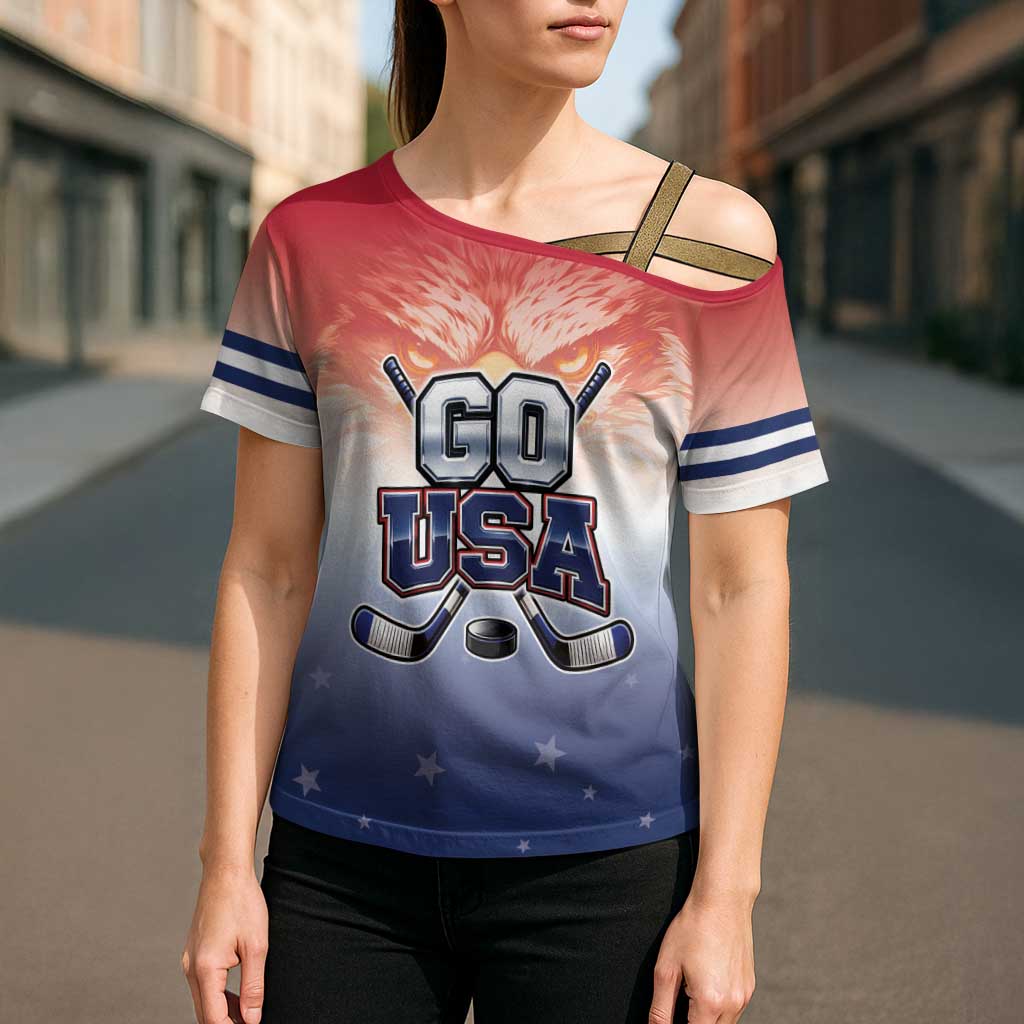 Custom USA Ice Hockey Team Cross Shoulder Shirt Go USA Unique Style