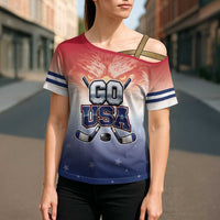Custom USA Ice Hockey Team Cross Shoulder Shirt Go USA Unique Style