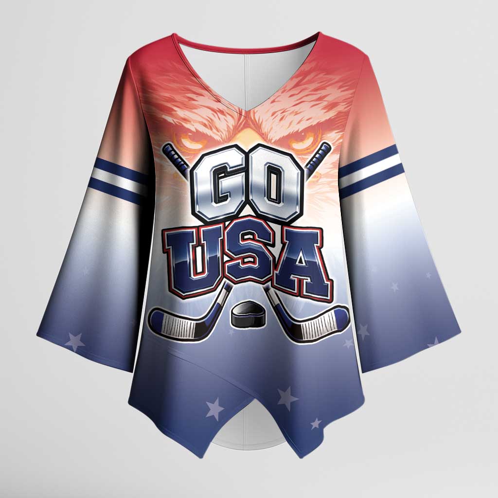 Custom USA Ice Hockey Team Kimono Sleeve Blouse Go USA Unique Style