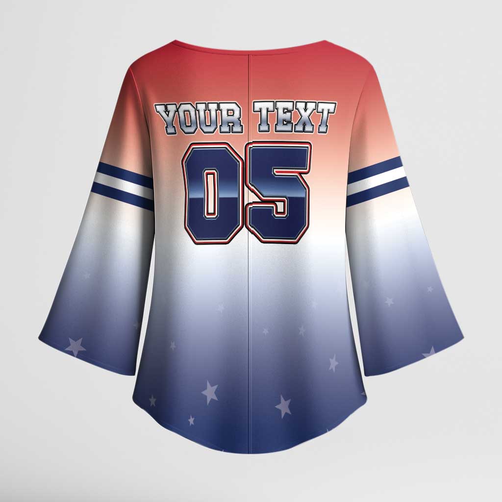 Custom USA Ice Hockey Team Kimono Sleeve Blouse Go USA Unique Style
