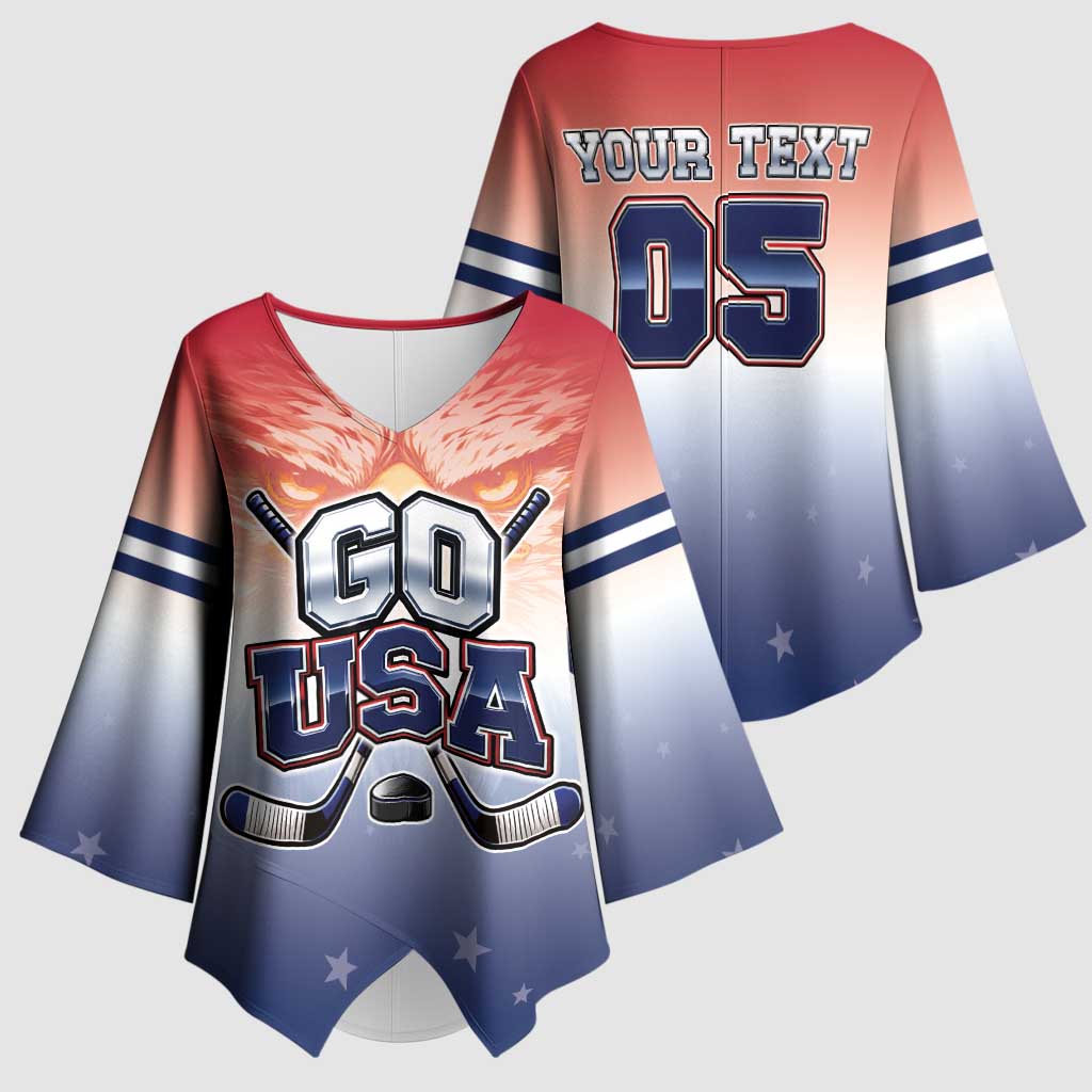 Custom USA Ice Hockey Team Kimono Sleeve Blouse Go USA Unique Style
