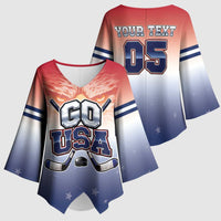 Custom USA Ice Hockey Team Kimono Sleeve Blouse Go USA Unique Style