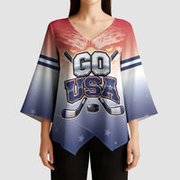 Custom USA Ice Hockey Team Kimono Sleeve Blouse Go USA Unique Style