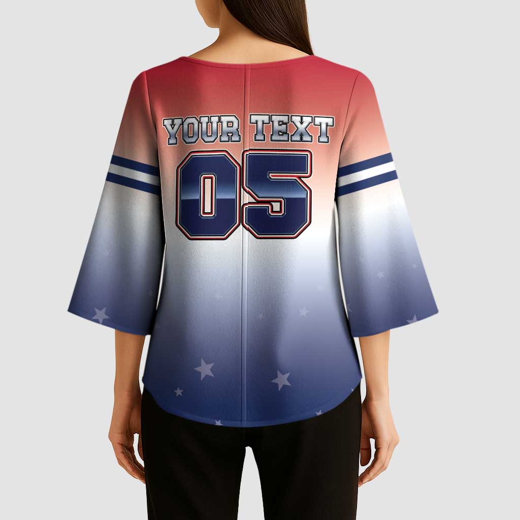 Custom USA Ice Hockey Team Kimono Sleeve Blouse Go USA Unique Style