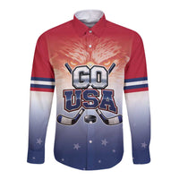 Custom USA Ice Hockey Team Long Sleeve Button Shirt Go USA Unique Style