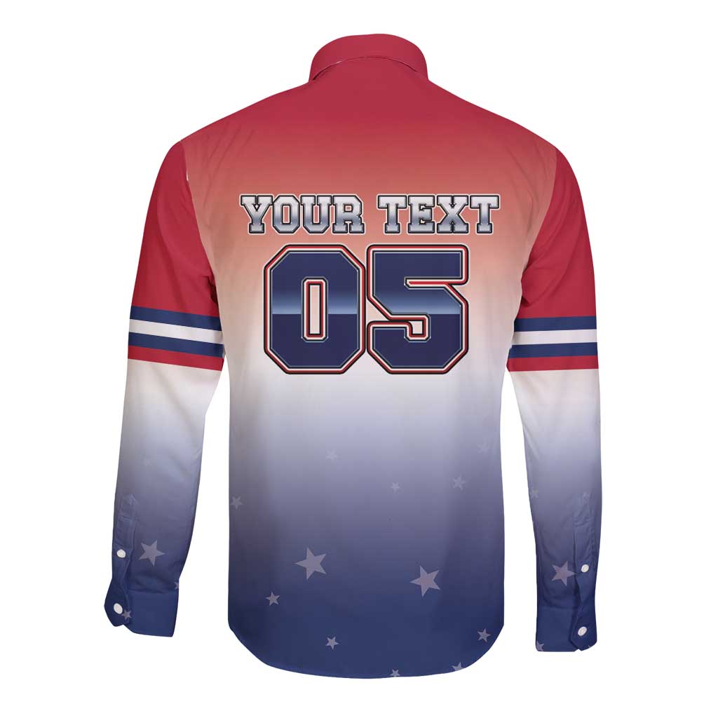 Custom USA Ice Hockey Team Long Sleeve Button Shirt Go USA Unique Style