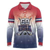Custom USA Ice Hockey Team Long Sleeve Polo Shirt Go USA Unique Style
