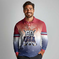 Custom USA Ice Hockey Team Long Sleeve Polo Shirt Go USA Unique Style