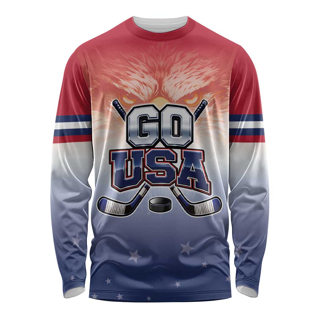 Custom USA Ice Hockey Team Long Sleeve Shirt Go USA Unique Style