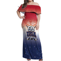 Custom USA Ice Hockey Team Off Shoulder Maxi Dress Go USA Unique Style