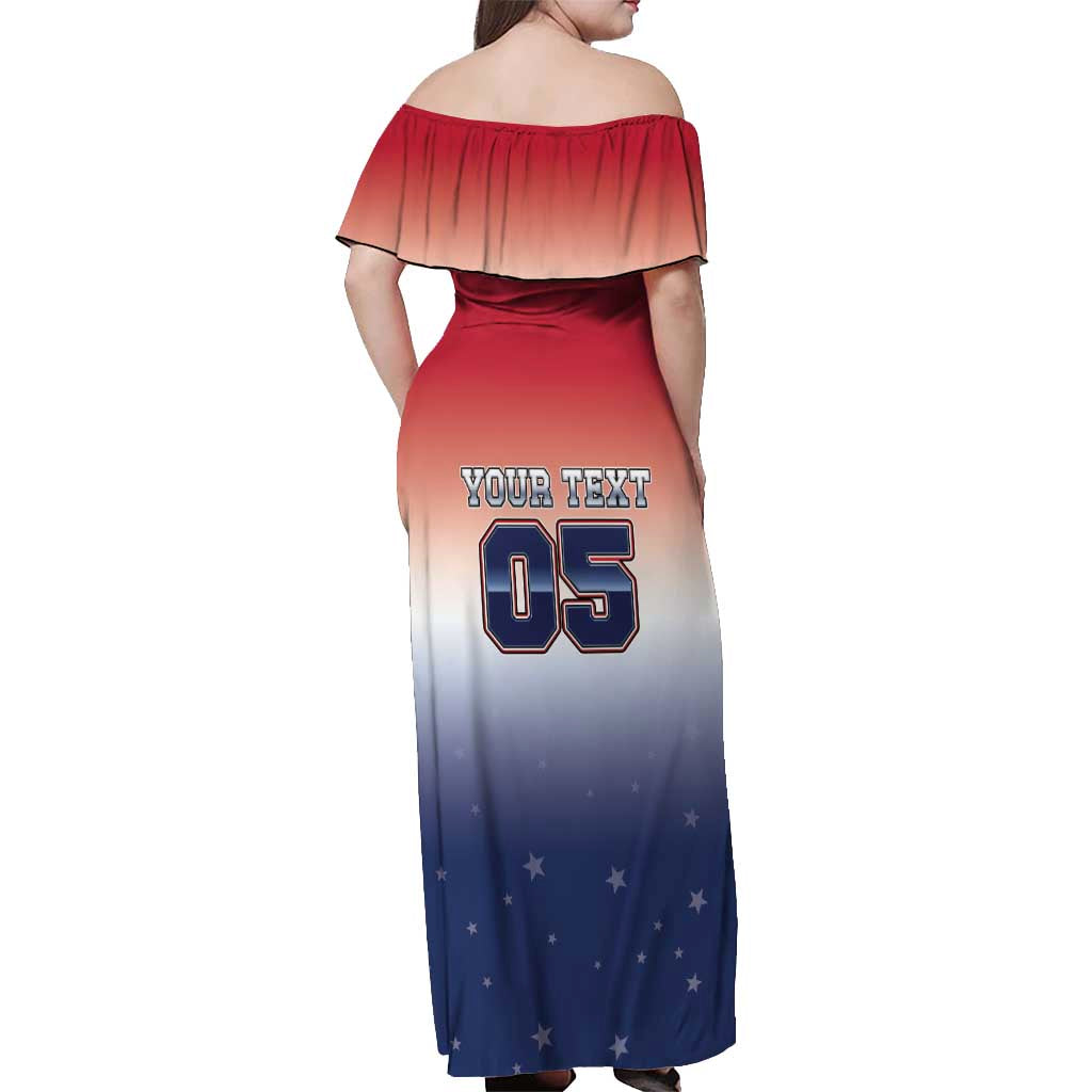 Custom USA Ice Hockey Team Off Shoulder Maxi Dress Go USA Unique Style
