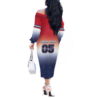 Custom USA Ice Hockey Team Off The Shoulder Long Sleeve Dress Go USA Unique Style