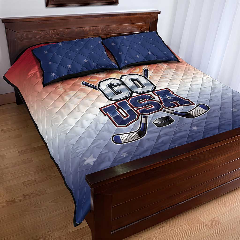 USA Ice Hockey Team Quilt Bed Set Go USA Unique Style