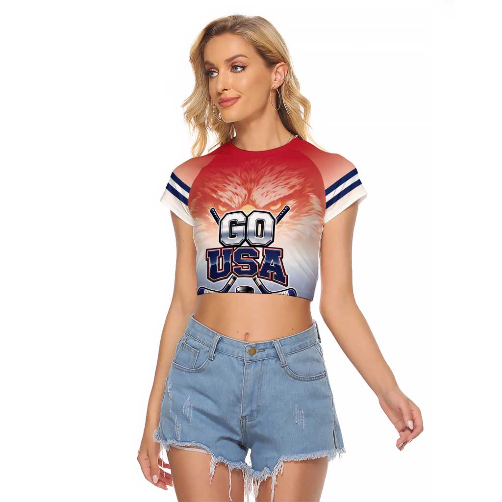 Custom USA Ice Hockey Team Raglan Cropped T Shirt Go USA Unique Style