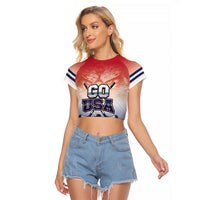 Custom USA Ice Hockey Team Raglan Cropped T Shirt Go USA Unique Style