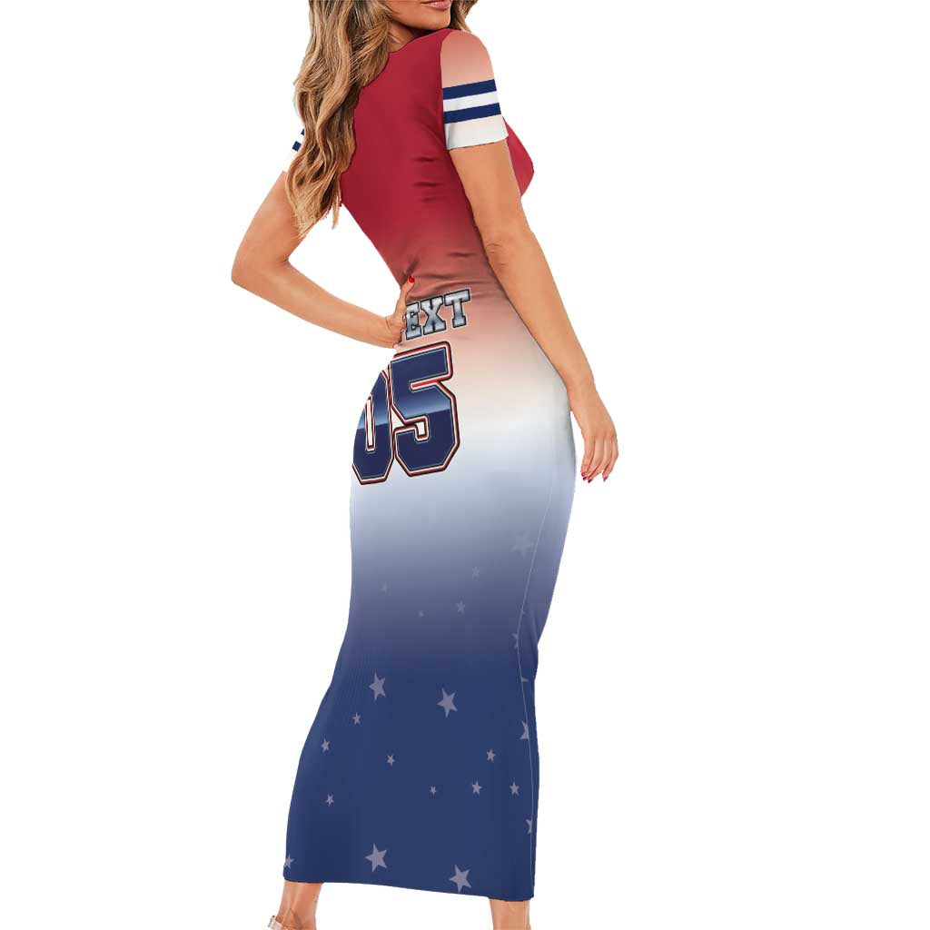 Custom USA Ice Hockey Team Short Sleeve Bodycon Dress Go USA Unique Style