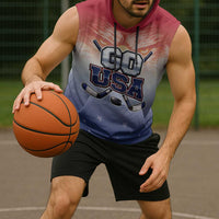 Custom USA Ice Hockey Team Sleeveless Hoodie Go USA Unique Style