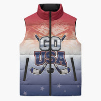 Custom USA Ice Hockey Team Sleeveless Puffer Jacket Go USA Unique Style